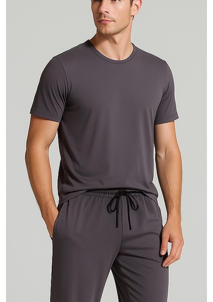 Erkek Kısa Kollu Basic Esnek Likralı Viskoz T-Shirt MAN01