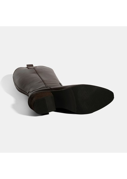 Kadın Kahve Kalın Topuklu Deri Çizme fırsatları