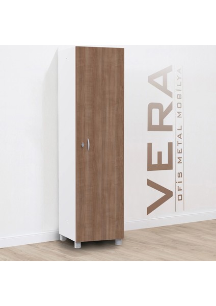 Tek Kapılı Metal Gövdeli Ahşap Kapaklı Soyunma Dolabı – Askılıklı ve Raflı – Ev & Ofis Kullanımına Uygun