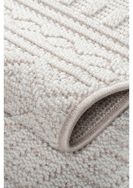 Krem Bukle Dokuma Halı – Yumuşak Dokulu, Antialerjik, Kaymaz Taban – Salon, Mutfak ve Koridor Halısı