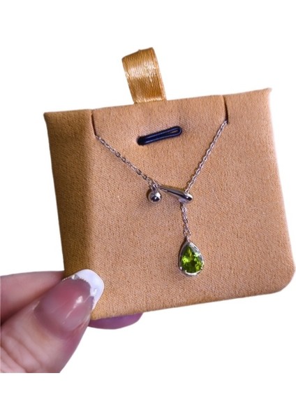 Kadınlar Için S925 Ayar Gümüş Doğal Kristal Damla Kolye, Ayarlanabilir Çekmeli Gerdanlık (Yurt Dışından)