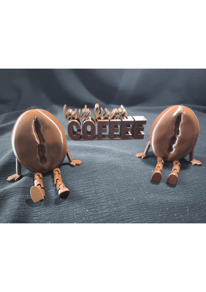 3 Boyutlu Kahve Çekirdeği ve 'but First Coffee' Dekoru