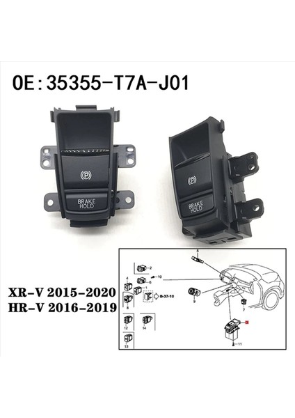 Honda Hrv Xrv Hr-V Xr-V Vezel Otomatik El Freni Düğmesi Park Freni Anahtarı Için 6x 35355-T7A-J01 (Yurt Dışından) fırsatları