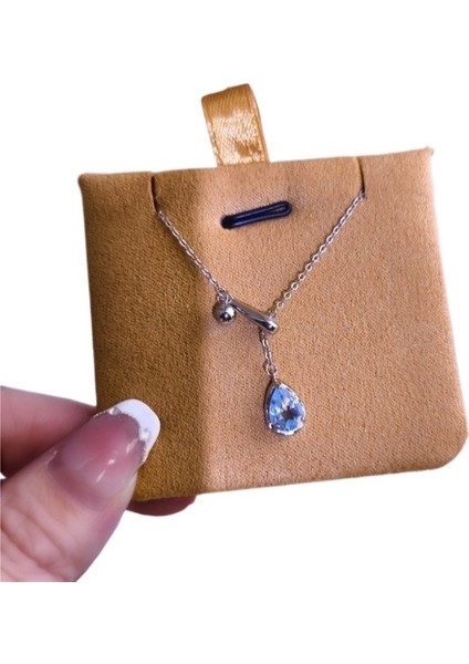 Kadınlar Için S925 Ayar Gümüş Doğal Kristal Damla Kolye, Ayarlanabilir Çekmeli Gerdanlık (Yurt Dışından)