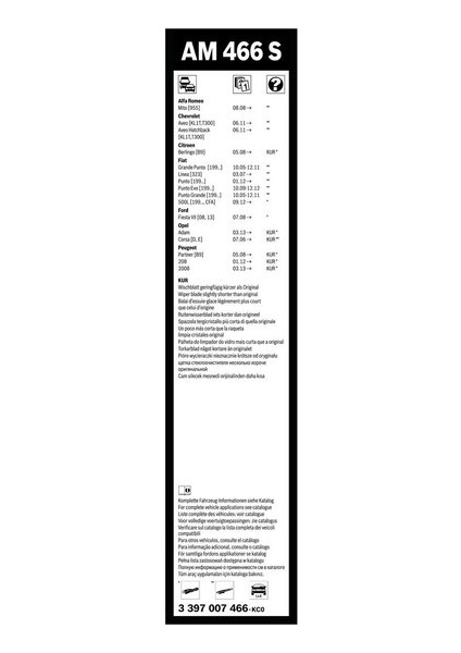 SİLECEK SÜPÜRGESİ TAKIM CORSA D / LINEA / FIESTA VI / CORSA D / PARTNER 08=> AEROTWIN (650 fırsatları