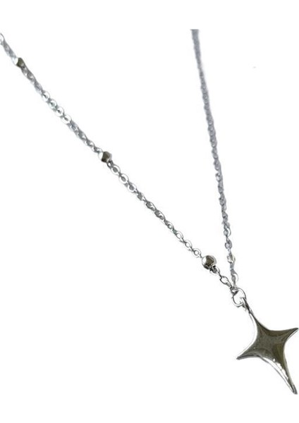 Kadınlar Için S999 Ayar Gümüş Asimetrik Yıldız Patlaması Kolye, Köprücük Kemiği Zinciri (Yurt Dışından)