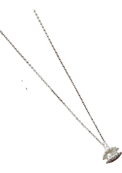 Kadınlar Için 999 Ayar Gümüş Inci ve Deniz Kabuğu Kolye, Zarif Köprücük Kemiği Zinciri (Yurt Dışından) fiyatları