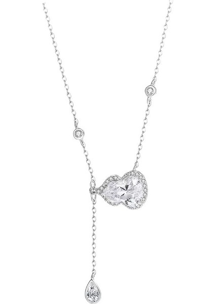 Kabak ve Damla Püsküllü Köprücük Kemiği Kolye Ucuyla Birlikte 925 Ayar Gümüş Kolye (Yurt Dışından)