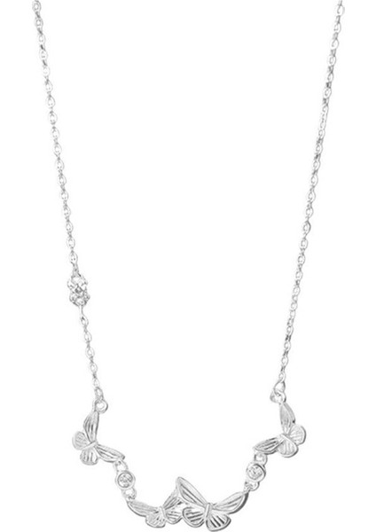 Kadınlar Için S999 Gümüş Setli Kelebek Kolye (Kemik Zincir) (Yurt Dışından)