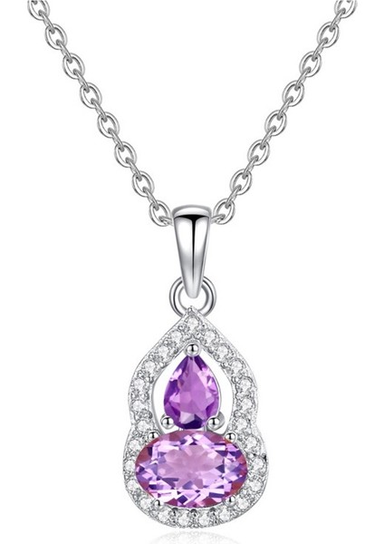 Kadınlar Için S925 Ayar Gümüşten Yapılmış, Doğal Kristal Kolye Ucu, Topaz, Peridot ve Köprücük Kemiği Zinciri Bulunan Kabak Biçimli Kolye. (Yurt Dışından)