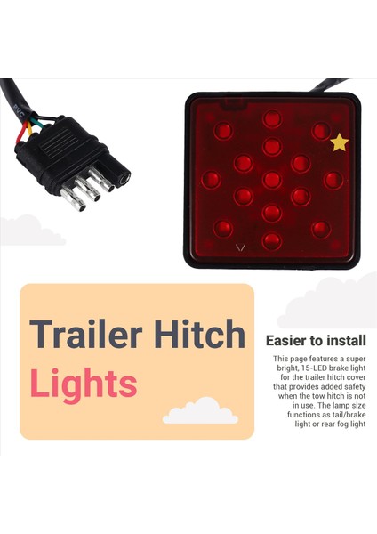 Kırmızı 15 LED 2 Inç Römork Kamyon Bağlantı Parçası Çekme Alıcısı Kapağı Fren Lambası Pinli 12V (Yurt Dışından) indirimleri