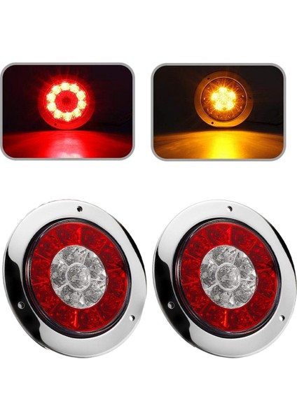 Adet 4 Inç Yuvarlak Kamyon Römorku LED Kuyruk Durdurma Fren Lambaları Kırmızı ve Kehripark Dönüş Sinyali Kamyon, Karavan, Römork, Tekne, Karavan Vb. Için (Yurt Dışından)