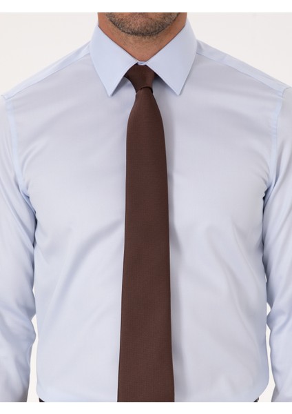 Erkek Açık Mavi Slim Fit %100 Pamuk Non Iron Kolay Ütülenebilir Klasik Gömlek 50314613-VR095