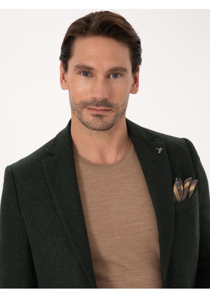 Erkek Haki Slim Fit Yün Karışımlı Mikro Desenli Ceket 50310771-VR027 fiyatları