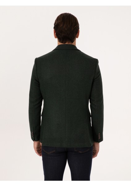 Erkek Haki Slim Fit Yün Karışımlı Mikro Desenli Ceket 50310771-VR027 indirimleri