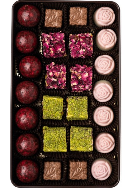 Spesiyal Truff ve Çikolata Çeşitleri, Antep Fıstıklı, Güllü Lokum Nostaljik Metal Kutu 500 gr modelleri