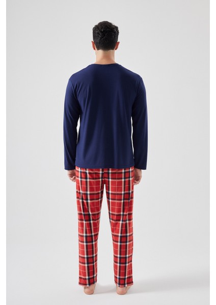 Erkek Yumuşak Dokulu Ayıcık Baskılı Ekose Desenli Pijama Takımı fırsatları