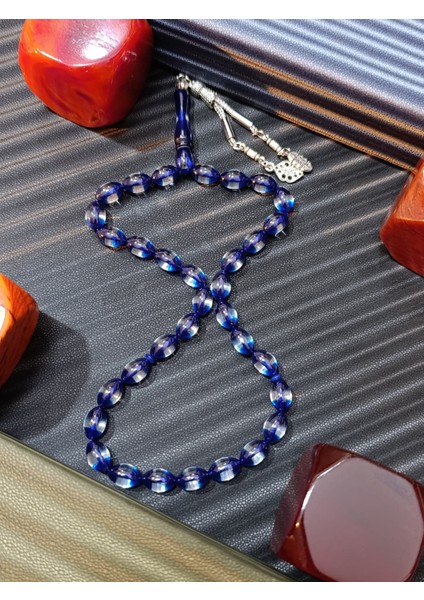 Uçak Camı Tesbih Lacivert - Şeffaf Renk