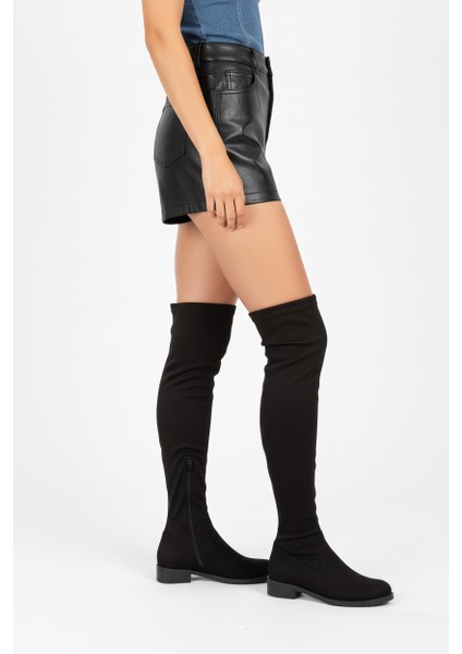 V7266666 Siyah Süet Streç Kadın Çizme fiyatları