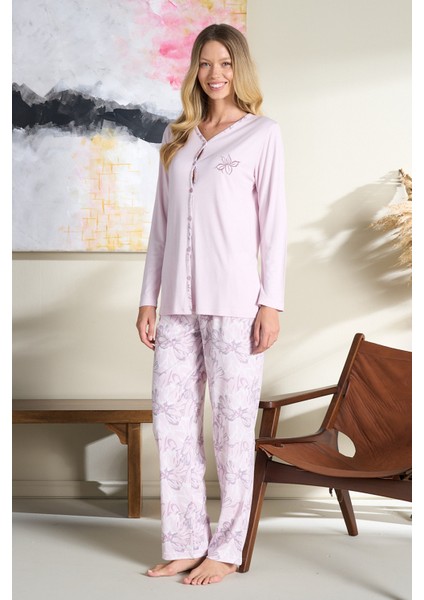 Kadın Penye Uzun Kol Pijama Takımı 3114 Lila