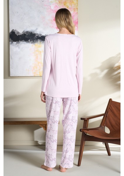 Kadın Penye Uzun Kol Pijama Takımı 3114 Lila fiyatları