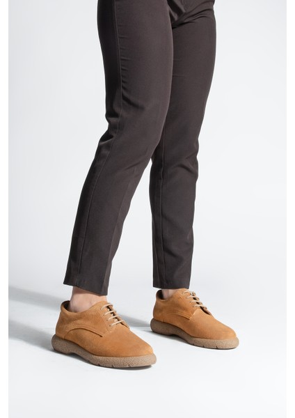 Kadın Deri Oxford Ayakkabı Bağcıklı Günlük Ayakkabı Alyen Taba Süet fırsatları