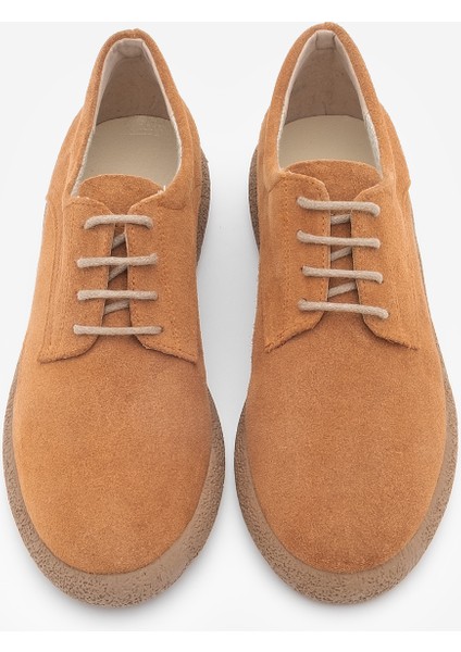 Kadın Deri Oxford Ayakkabı Bağcıklı Günlük Ayakkabı Alyen Taba Süet