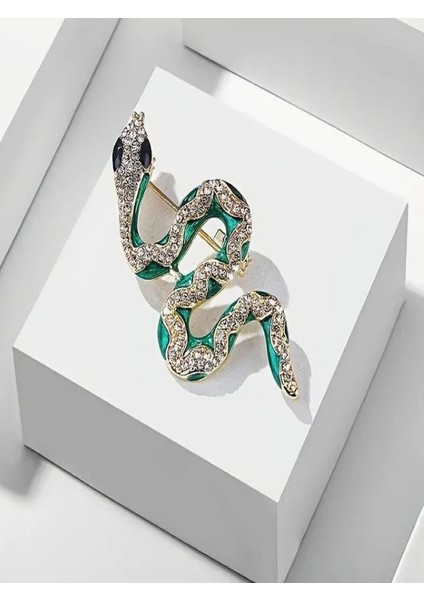 Taşlı Yeşil Yılan Broş modelleri