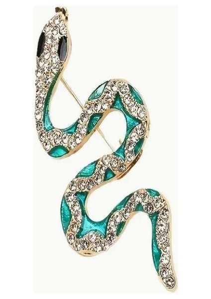 Taşlı Yeşil Yılan Broş indirimleri