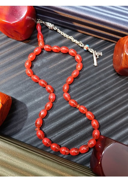 Toz Kehribar Tesbih – Kırmızı-Kahve