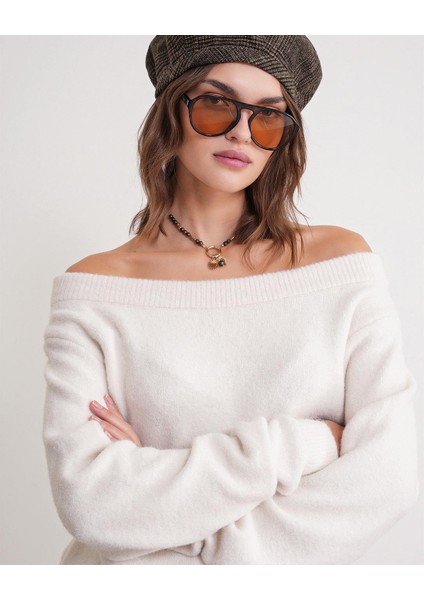 69633 Kadın Kayık Yaka Yün Karışımlı Premium Triko Kazak Kemik modelleri