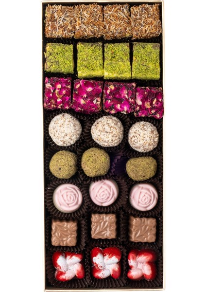 Spesiyal Çikolata ve Trüf, Fısıtklı, Gül Kaplı ve Kadayıf Kaplı Fitil Lokum Çeşitleri Özel Hediyelik Kutusuyla 600 gr fiyatları