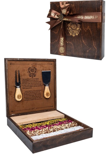 Antep Fıstıklı Spesiyal Lokum Çeşitleri Özel Bıçak ve Sunum Tahtalı Lüks Ahşap Kutulu Özel Seri