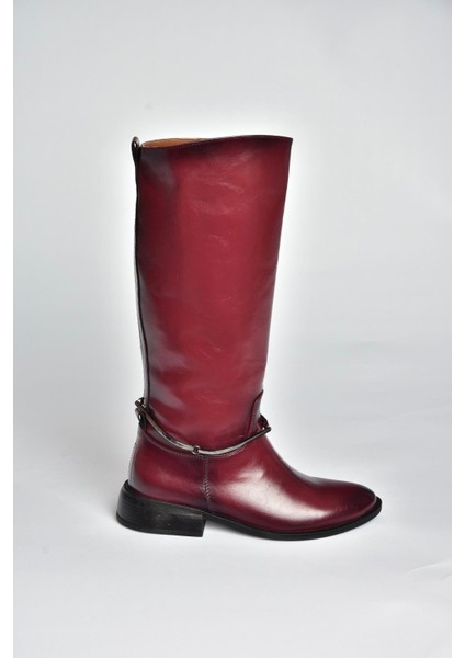V312361060 Bordo Rustik Klasik Kadın Çizme