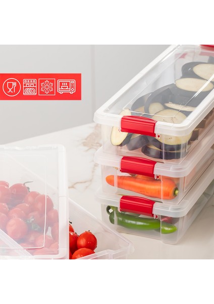 455-4 4lü Kilitli Kapaklı Yiyecek Erzak Saklama Kabı Seti - Buzdolabı Düzenleyici Organizeri 2,3lt modelleri
