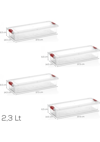 455-4 4lü Kilitli Kapaklı Yiyecek Erzak Saklama Kabı Seti - Buzdolabı Düzenleyici Organizeri 2,3lt fırsatları