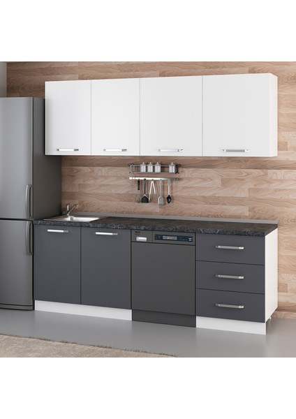 220 cm Mutfak Dolabı Beyaz Antrasit 220-A12 modelleri