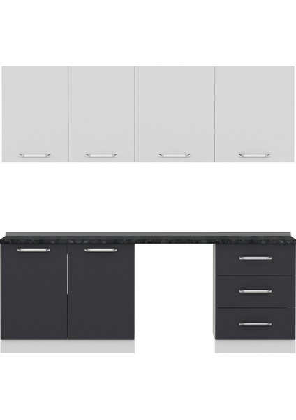 220 cm Mutfak Dolabı Beyaz Antrasit 220-A12 fırsatları
