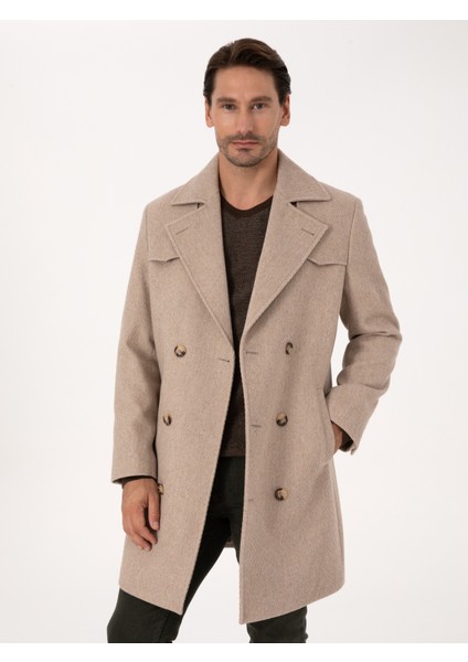 Erkek Bej Regular Fit Kaşe Kaban 50311634-VR011 modelleri