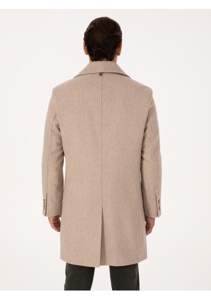 Erkek Bej Regular Fit Kaşe Kaban 50311634-VR011 indirimleri