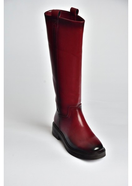 V312513560 Bordo Rustik Alçak Topuklu Kadın Çizme indirimleri