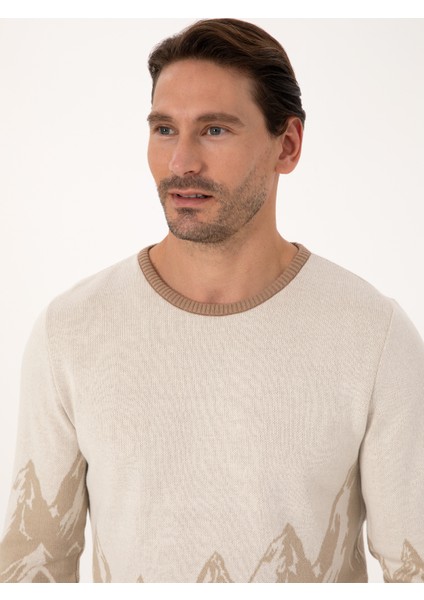 Erkek Ekru Slim Fit Kazak 50310562-VR019 fiyatları