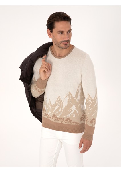 Erkek Ekru Slim Fit Kazak 50310562-VR019 modelleri