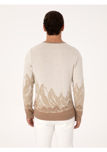 Erkek Ekru Slim Fit Kazak 50310562-VR019 indirimleri