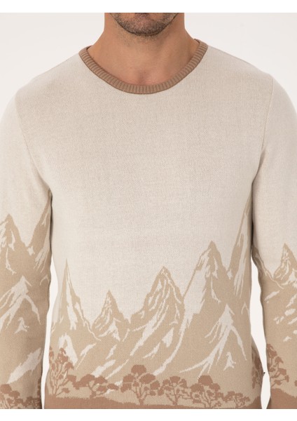 Erkek Ekru Slim Fit Kazak 50310562-VR019