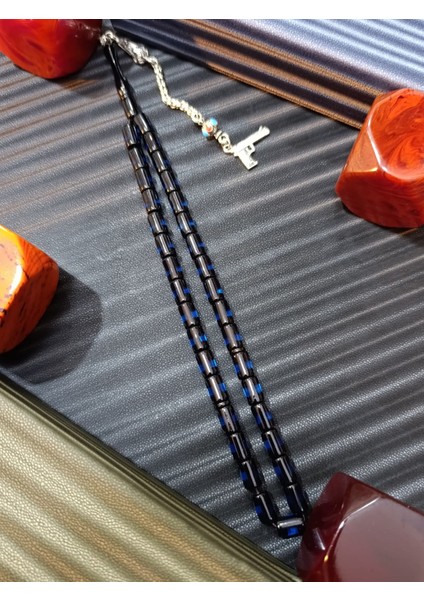 Uçak Camı Tesbih – Mavi-Siyah Kesme Kesim