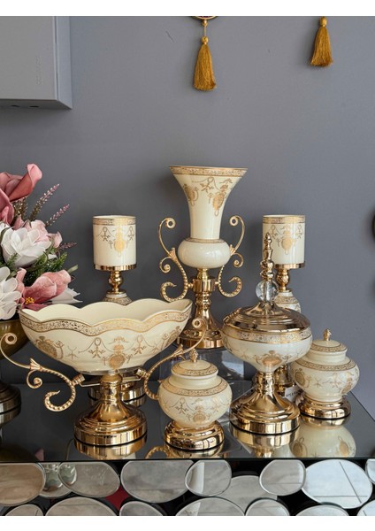 Helena Hand Made 7 Parça Krem Salon Seti fiyatları