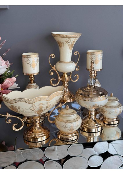 Helena Hand Made 7 Parça Krem Salon Seti modelleri