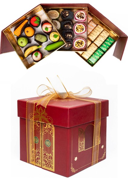 Spesiyal Lokum, Marzipan ve Gofret Çeşitleri Özel 3 Katlı Kutusuyla