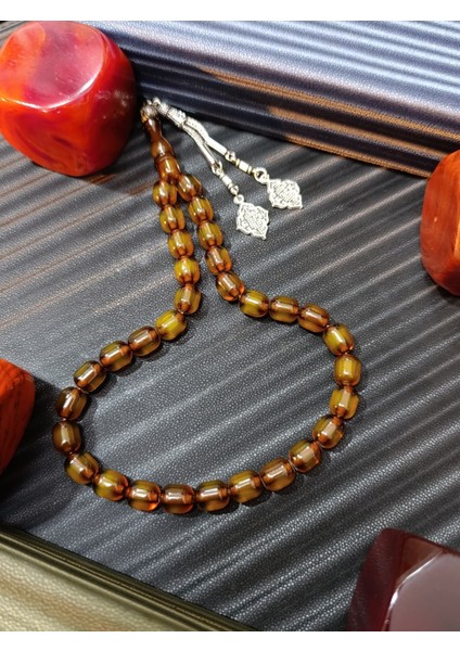 Çubuk Kehribar Tesbih – Şeffaf Yeşil